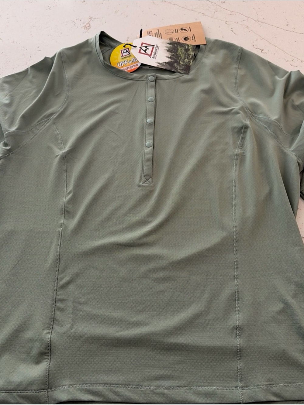 Avalanche Women’s Long Sleeve Henley Top in Sage Green